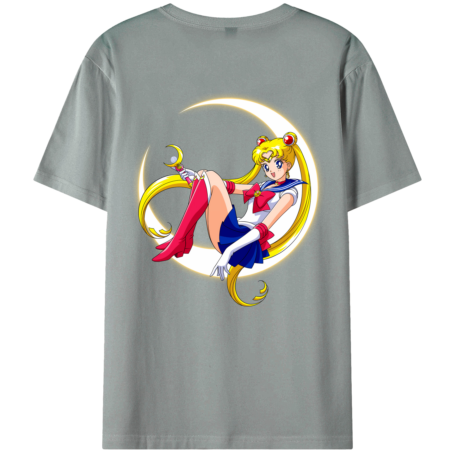 （画像用） 美少女戦士セーラームーン 月野 うさぎ つきの うさぎ Sailor Moon Tsukino Usagi 綿100％ メンズ半袖Tシャツ（バックプリント） 通気性